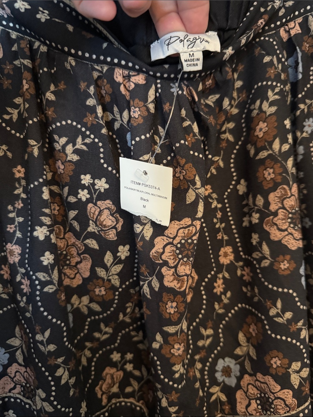 NWT Polagram Dark Floral Tiered Midi Maxi Skirt with Pockets - Size M - Picture 4 of 10